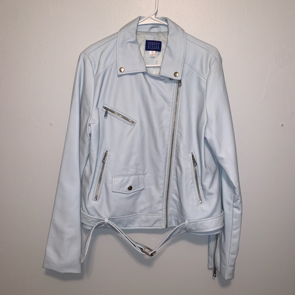 Faux Leather Jacket in Mint Blue 🦋